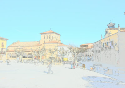 Plaza Mayor de Piedrahita con la iglesia al fondo